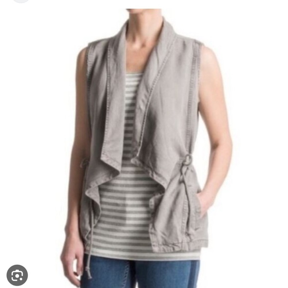 MAX JEANS women’s Drape Open Front Utility soft Vest adj draw string waist XS - Picture 1 of 15
